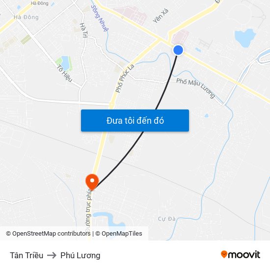 Tân Triều to Phú Lương map