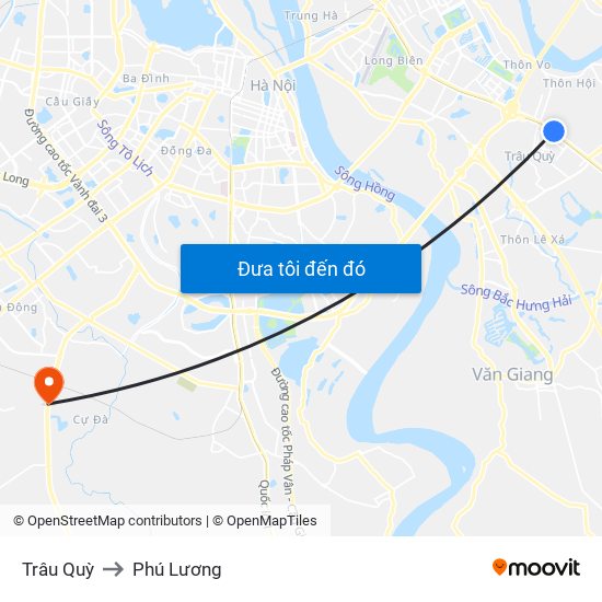 Trâu Quỳ to Phú Lương map