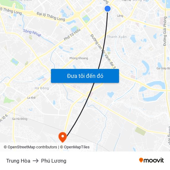 Trung Hòa to Phú Lương map