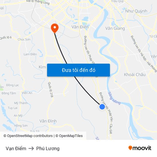 Vạn Điểm to Phú Lương map