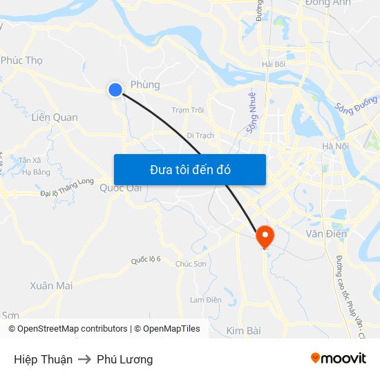 Hiệp Thuận to Phú Lương map