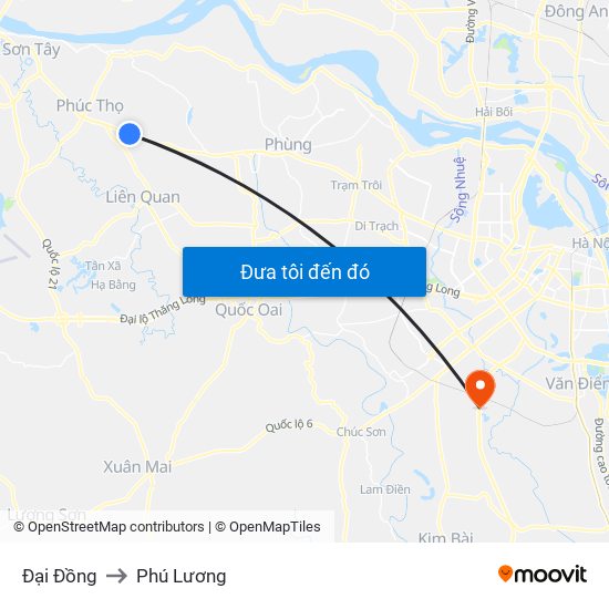 Đại Đồng to Phú Lương map
