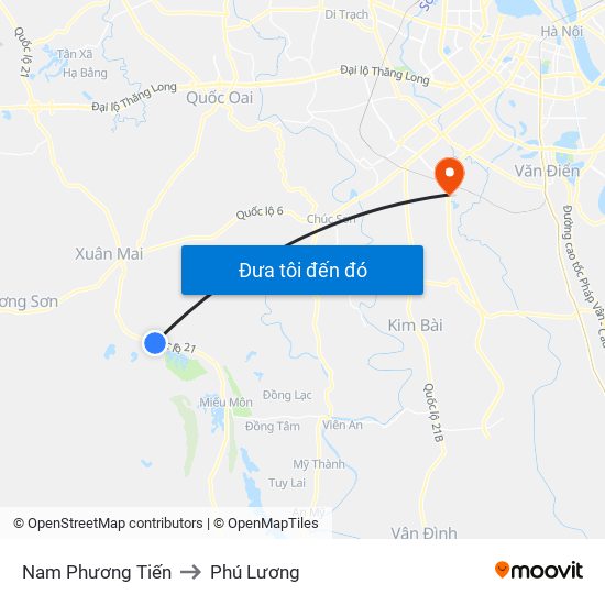 Nam Phương Tiến to Phú Lương map