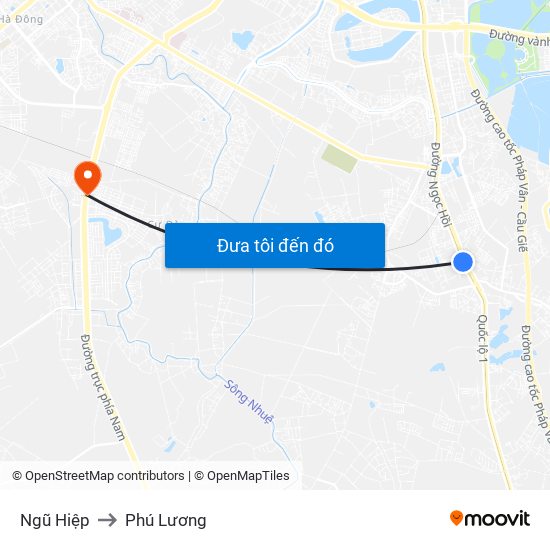 Ngũ Hiệp to Phú Lương map