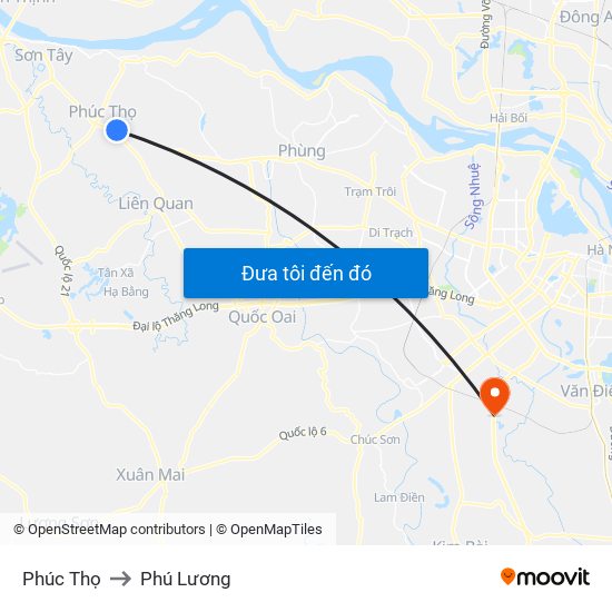 Phúc Thọ to Phú Lương map