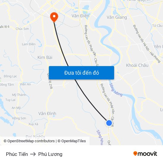 Phúc Tiến to Phú Lương map