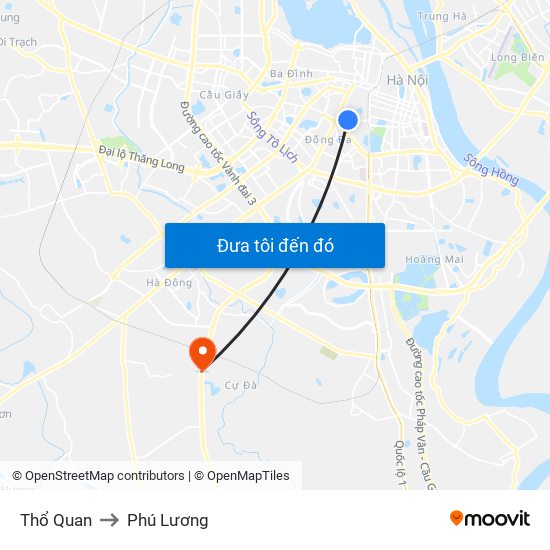 Thổ Quan to Phú Lương map