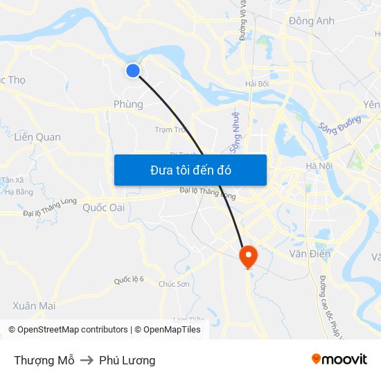 Thượng Mỗ to Phú Lương map