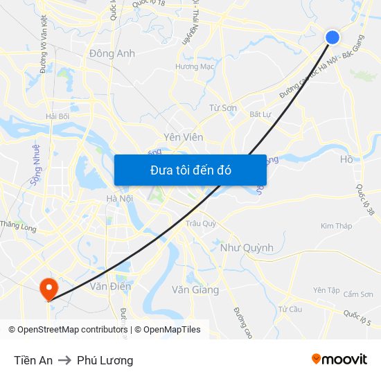 Tiền An to Phú Lương map