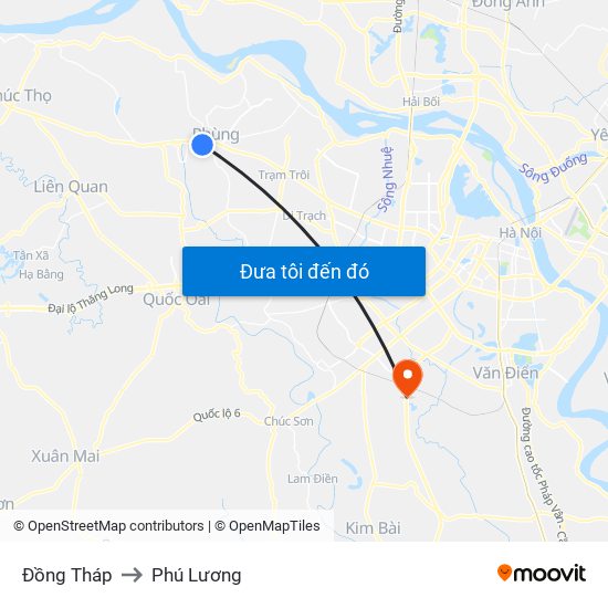 Đồng Tháp to Phú Lương map