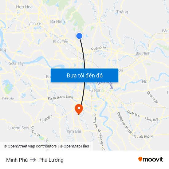 Minh Phú to Phú Lương map