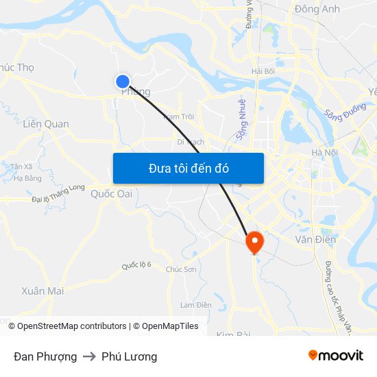 Đan Phượng to Phú Lương map