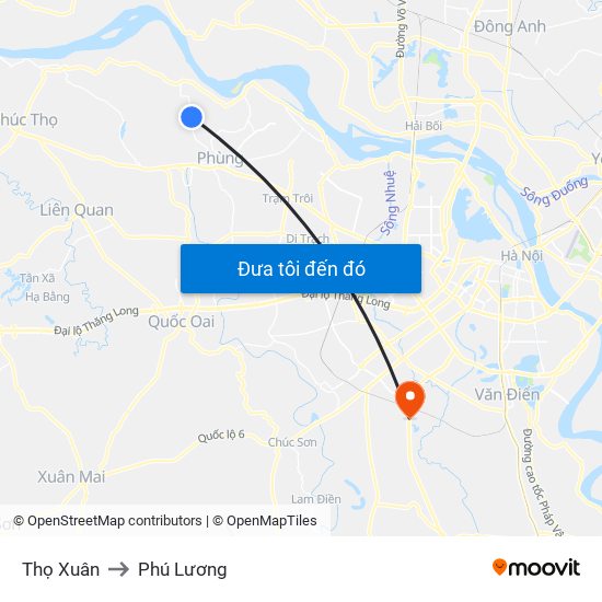 Thọ Xuân to Phú Lương map