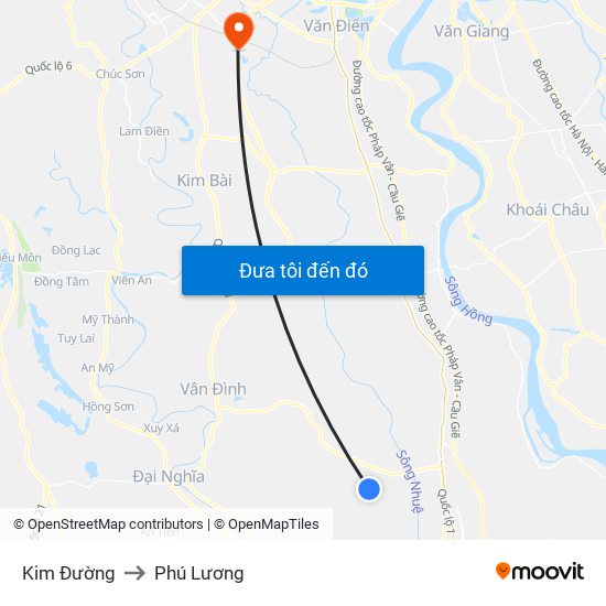 Kim Đường to Phú Lương map