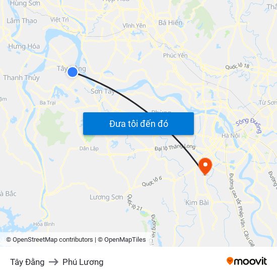 Tây Đằng to Phú Lương map