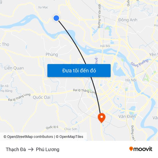 Thạch Đà to Phú Lương map