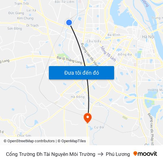 Cổng Trường Đh Tài Nguyên Môi Trường to Phú Lương map