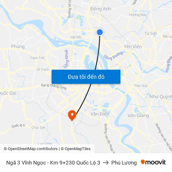 Ngã 3 Vĩnh Ngọc - Km 9+230 Quốc Lộ 3 to Phú Lương map