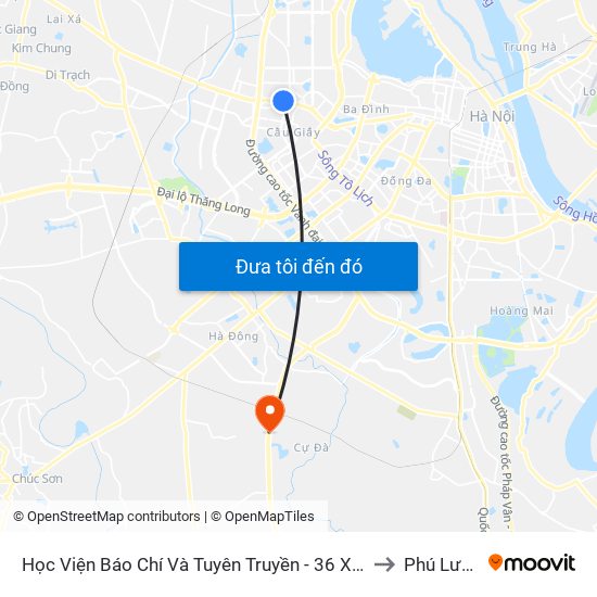 Học Viện Báo Chí Và Tuyên Truyền - 36 Xuân Thủy to Phú Lương map