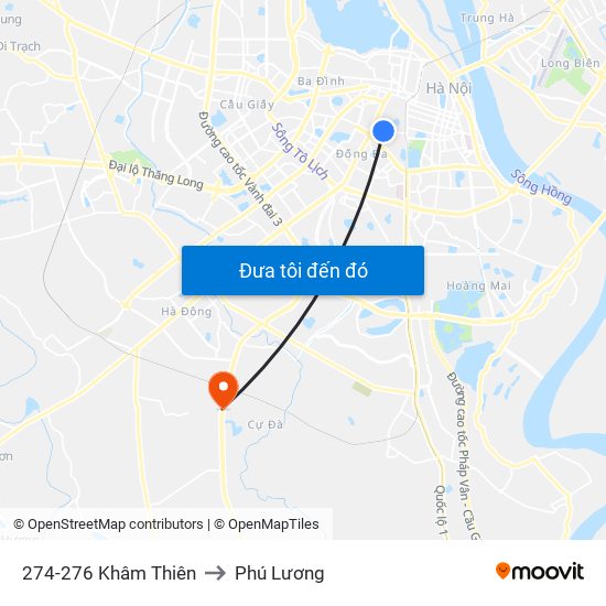 274-276 Khâm Thiên to Phú Lương map
