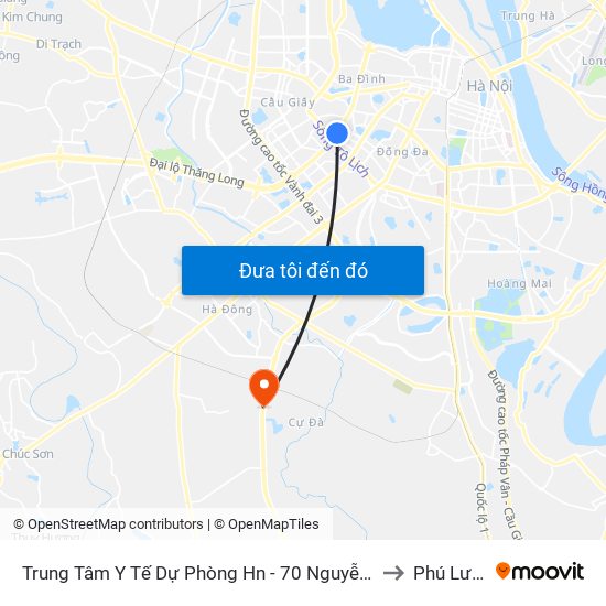Trung Tâm Y Tế Dự Phòng Hn - 70 Nguyễn Chí Thanh to Phú Lương map