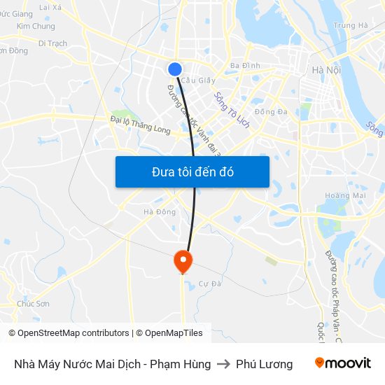 Nhà Máy Nước Mai Dịch - Phạm Hùng to Phú Lương map