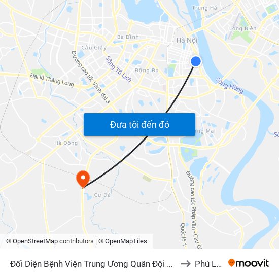 Đối Diện Bệnh Viện Trung Ương Quân Đội 108 - Trần Hưng Đạo to Phú Lương map