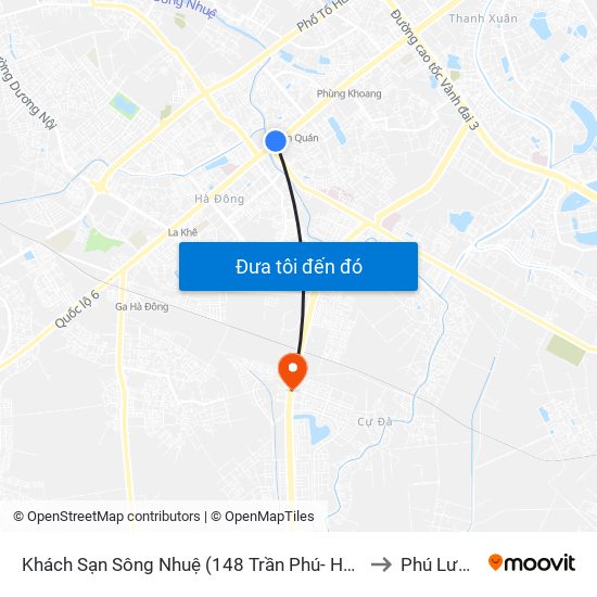 Khách Sạn Sông Nhuệ (148 Trần Phú- Hà Đông) to Phú Lương map