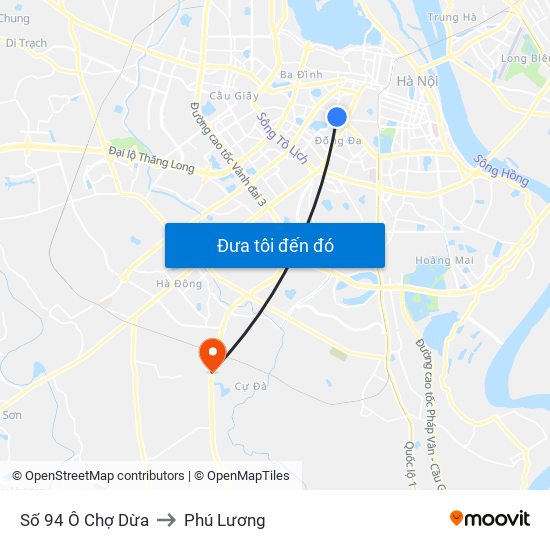Số 94 Ô Chợ Dừa to Phú Lương map