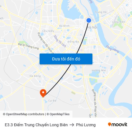 E3.3 Điểm Trung Chuyển Long Biên to Phú Lương map