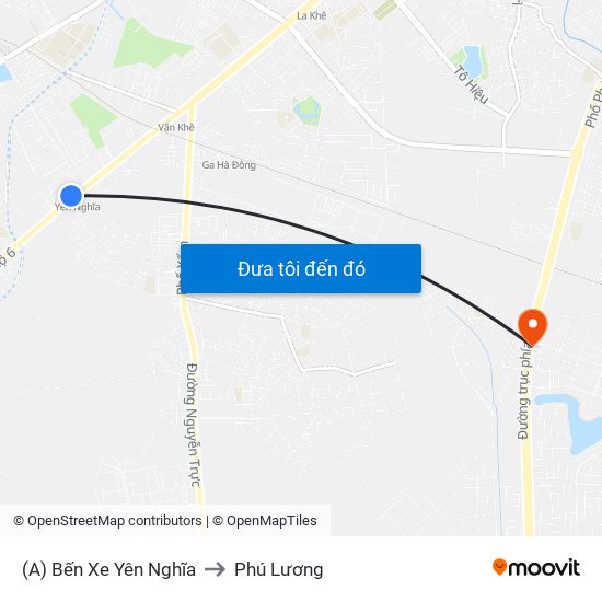 (A) Bến Xe Yên Nghĩa to Phú Lương map