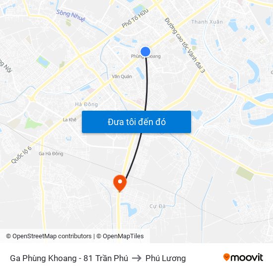 Ga Phùng Khoang - 81 Trần Phú to Phú Lương map