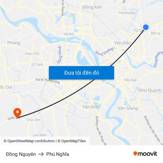 Đồng Nguyên to Phú Nghĩa map