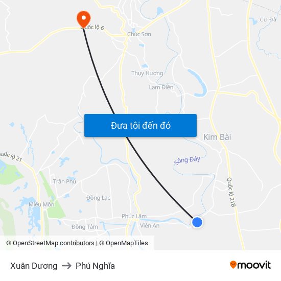 Xuân Dương to Phú Nghĩa map