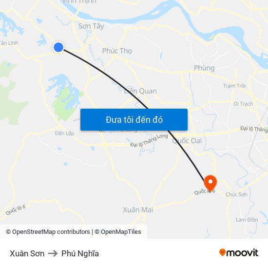 Xuân Sơn to Phú Nghĩa map