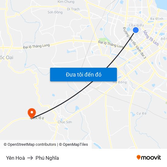 Yên Hoà to Phú Nghĩa map