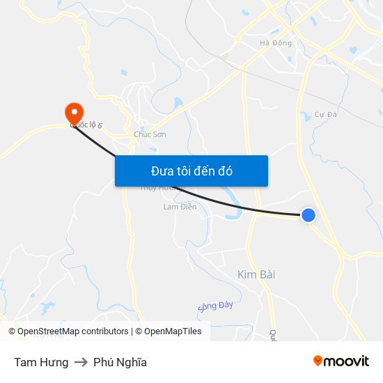 Tam Hưng to Phú Nghĩa map