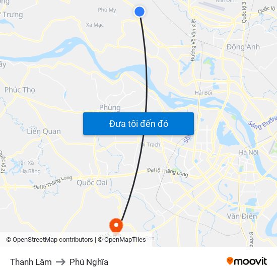 Thanh Lâm to Phú Nghĩa map