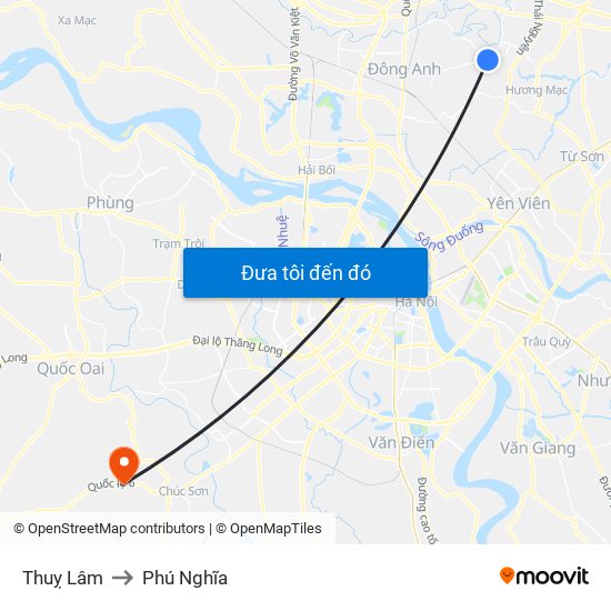 Thuỵ Lâm to Phú Nghĩa map
