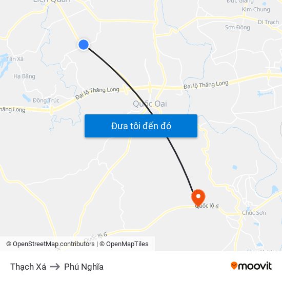 Thạch Xá to Phú Nghĩa map