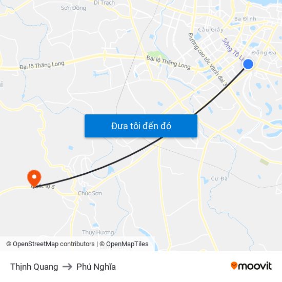 Thịnh Quang to Phú Nghĩa map