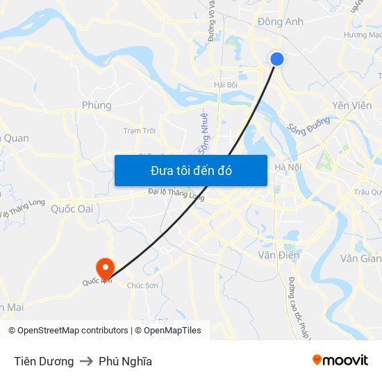 Tiên Dương to Phú Nghĩa map
