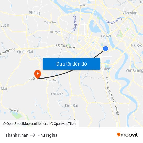 Thanh Nhàn to Phú Nghĩa map