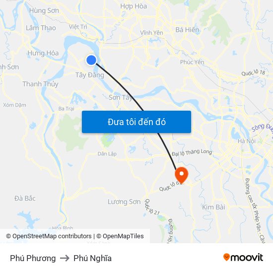 Phú Phương to Phú Nghĩa map