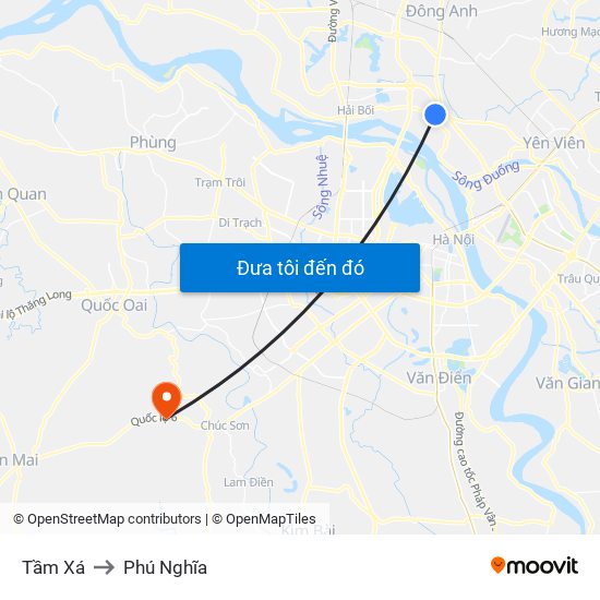 Tầm Xá to Phú Nghĩa map