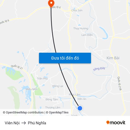 Viên Nội to Phú Nghĩa map