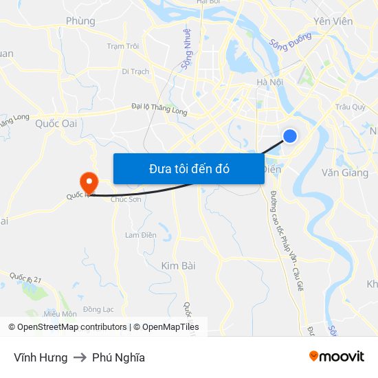 Vĩnh Hưng to Phú Nghĩa map