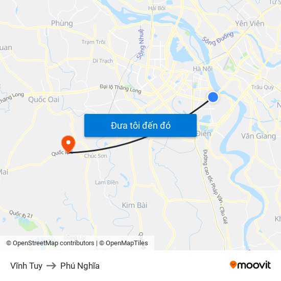 Vĩnh Tuy to Phú Nghĩa map