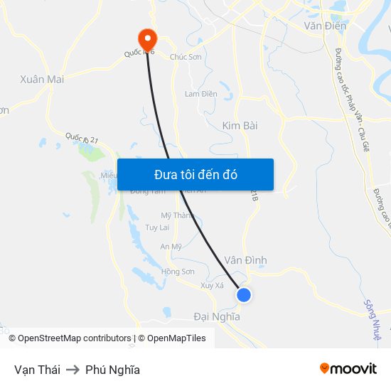 Vạn Thái to Phú Nghĩa map