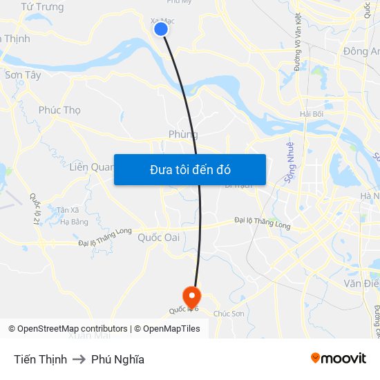 Tiến Thịnh to Phú Nghĩa map
